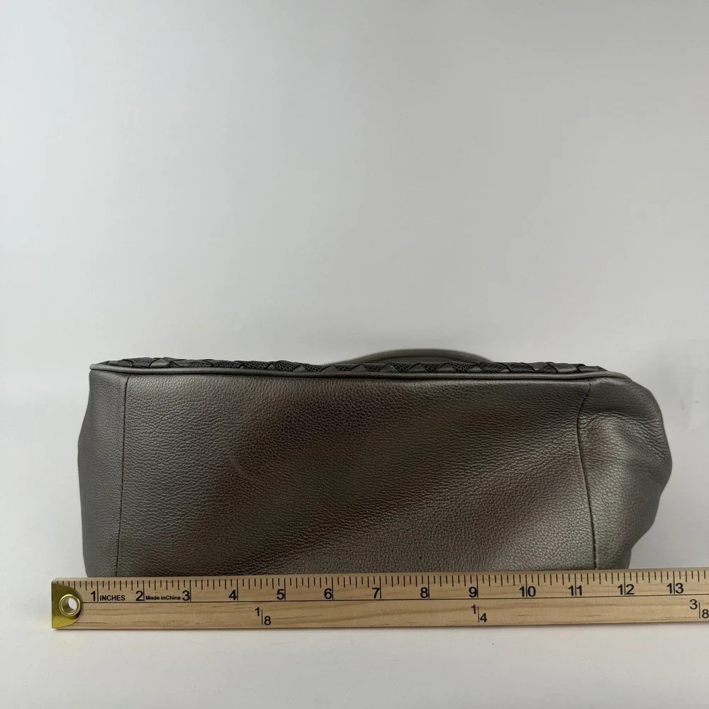 Cole Haan Hobo Bag Womens Gray Leather‎ Nora Weave Shoulder Purse Tassel B43416